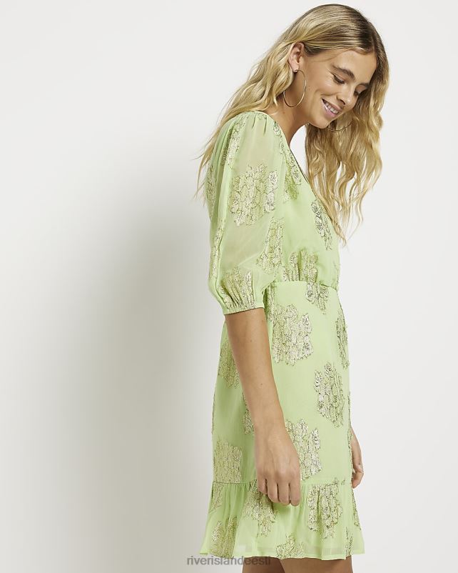 kehakate roheline naised River Island prindiga metallik minikleit 44TLL1798