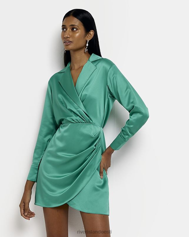kehakate roheline naised River Island satiinkattega minibleiserkleit 44TLL2049