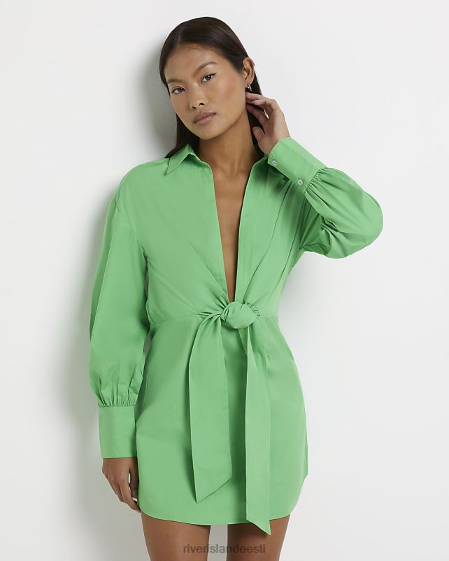 kehakate roheline naised River Island väike lipsuga ees särk minikleit 44TLL5337