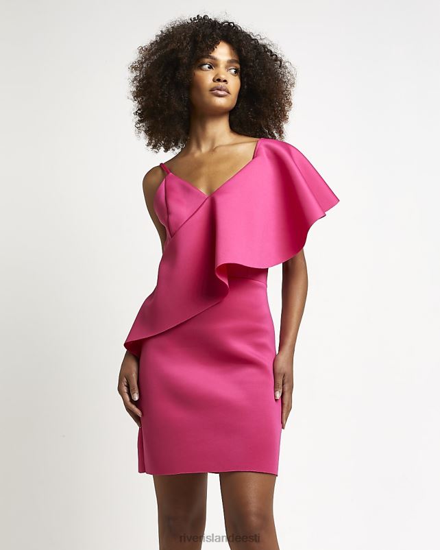 kehakate roosa naised River Island asümmeetriline bodycon minikleit 44TLL2201