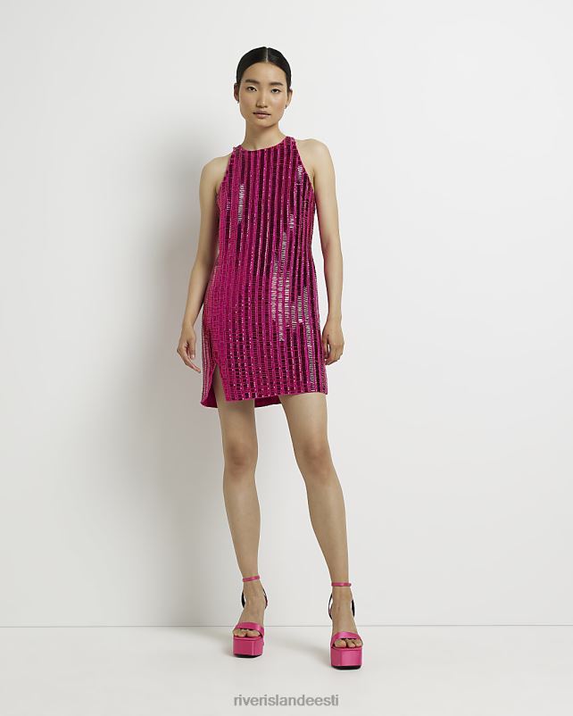 kehakate roosa naised River Island litriga bodycon minikleit 44TLL4934