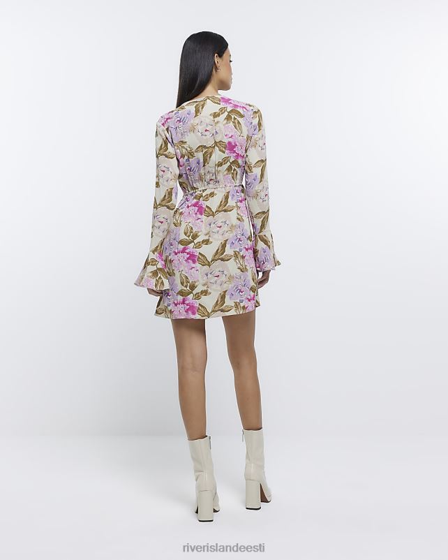kehakate roosa naised River Island pikkade varrukatega lilleline tee minikleit 44TLL1213