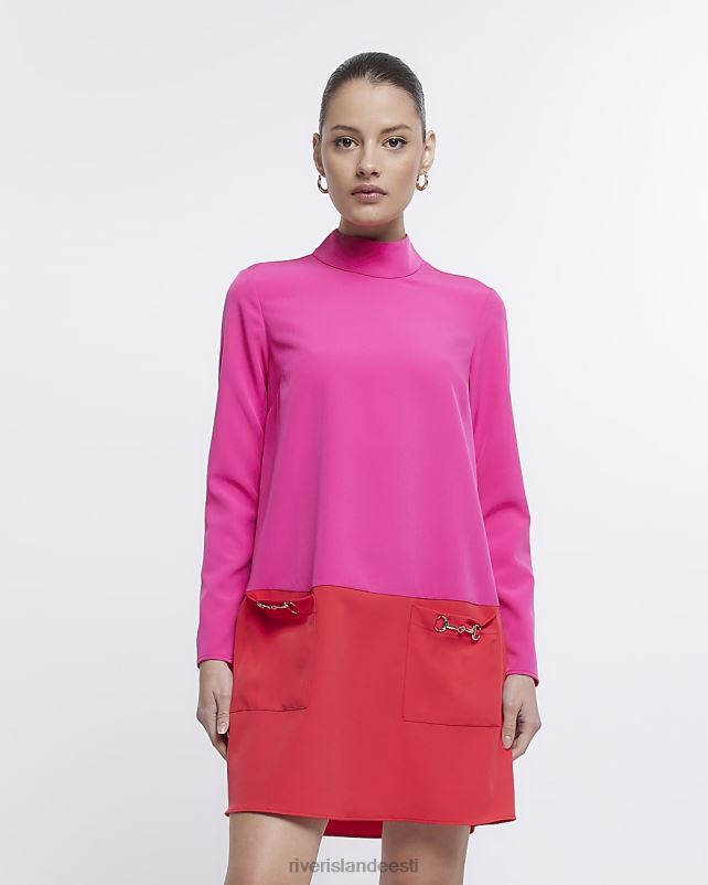 kehakate roosa naised River Island plokk pikkade varrukatega minikleit 44TLL4921