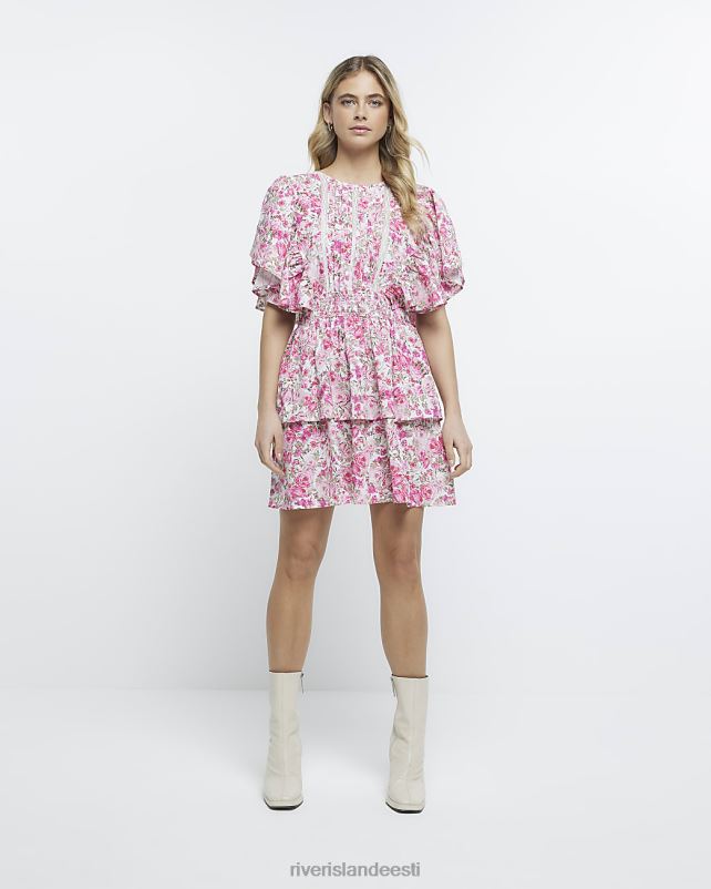 kehakate roosa naised River Island roosiline lilleline mitmetasandiline minikleit 44TLL4828