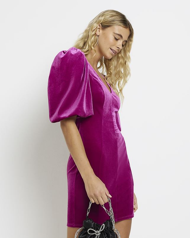 kehakate roosa naised River Island sametist bodycon minikleit 44TLL4957