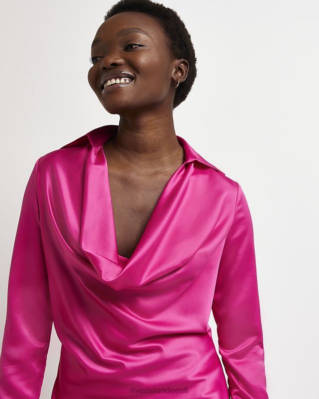 kehakate roosa naised River Island satiinist kaelusega minikleit 44TLL1984