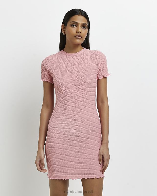 kehakate roosa naised River Island shirred bodycon minikleit 44TLL2188