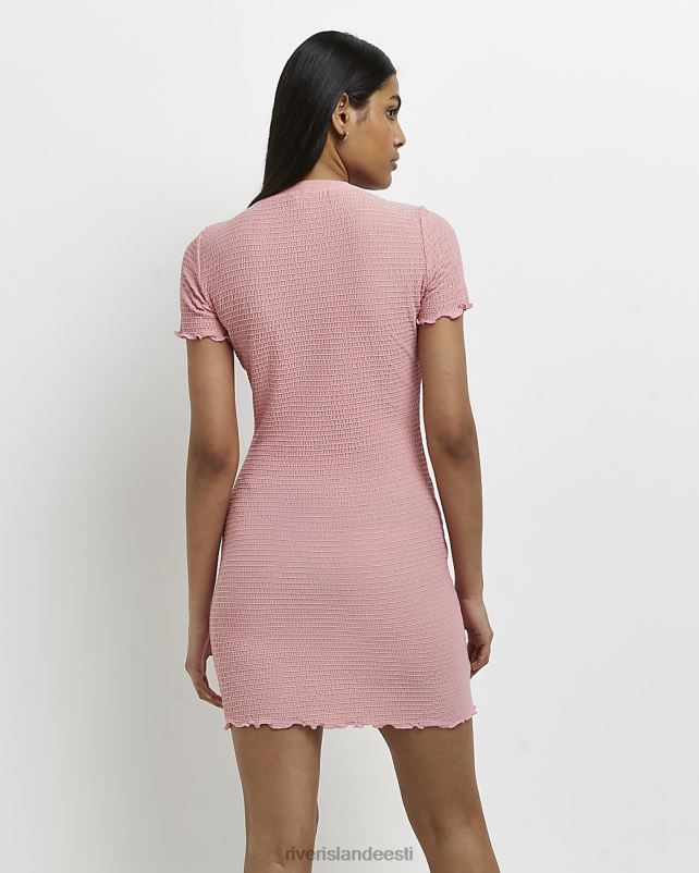 kehakate roosa naised River Island shirred bodycon minikleit 44TLL2188