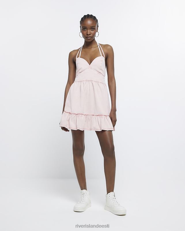 kehakate roosa naised River Island teksarihmaga swing minikleit 44TLL1721