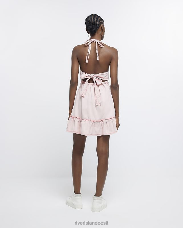 kehakate roosa naised River Island teksarihmaga swing minikleit 44TLL1721