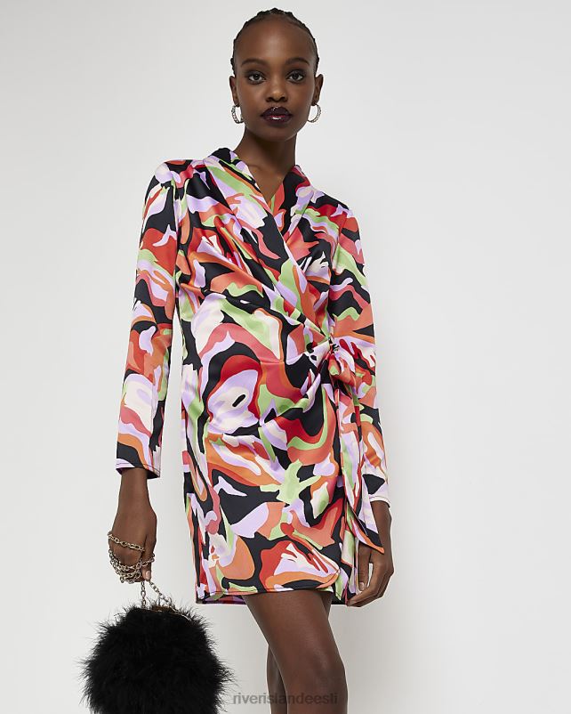 kehakate roosa naised River Island trükitud satiinkattega minibleiserkleit 44TLL1827