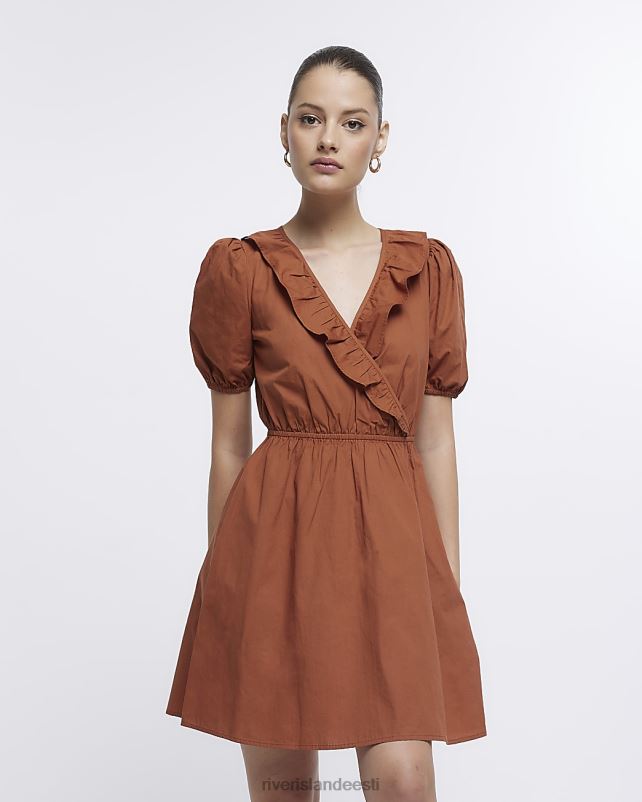 kehakate rooste naised River Island frill wrap mini kleit 44TLL1552