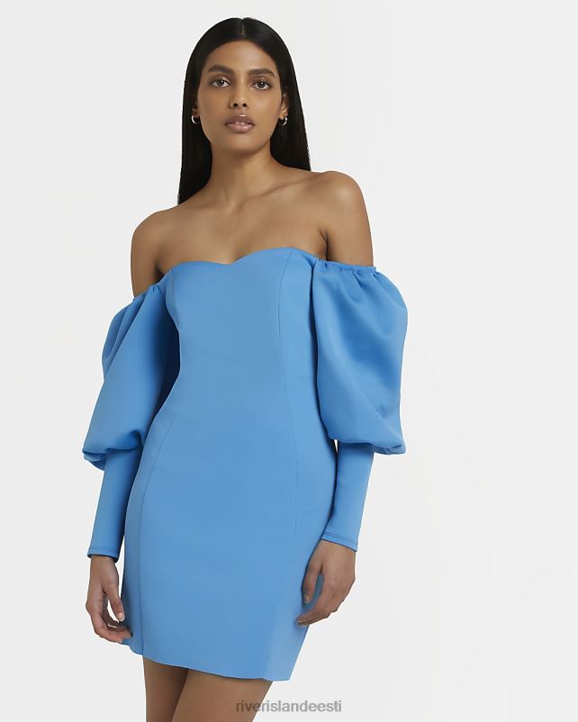 kehakate sinine naised River Island bardot bodycon minikleit 44TLL1479