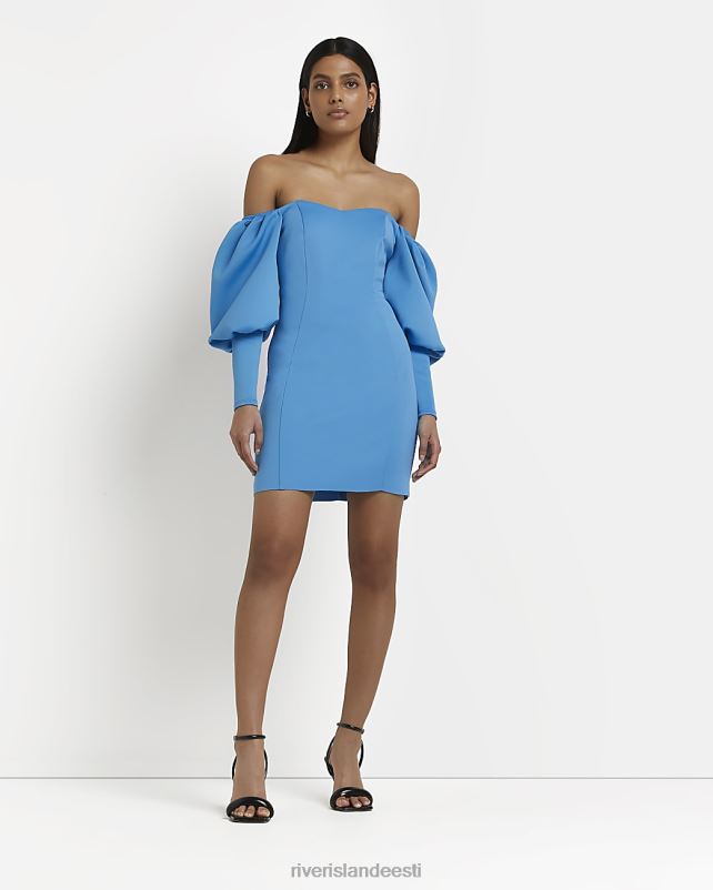 kehakate sinine naised River Island bardot bodycon minikleit 44TLL1479
