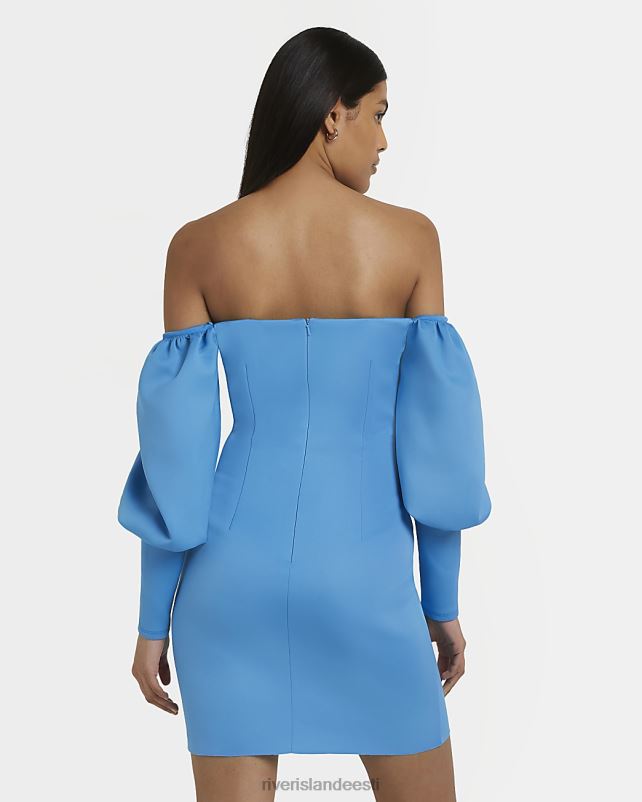 kehakate sinine naised River Island bardot bodycon minikleit 44TLL1479
