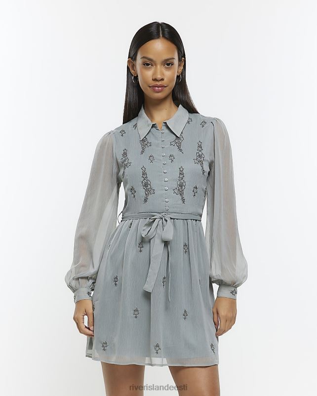 kehakate sinine naised River Island šifoonist kaunistusega minisärkkleit 44TLL4551