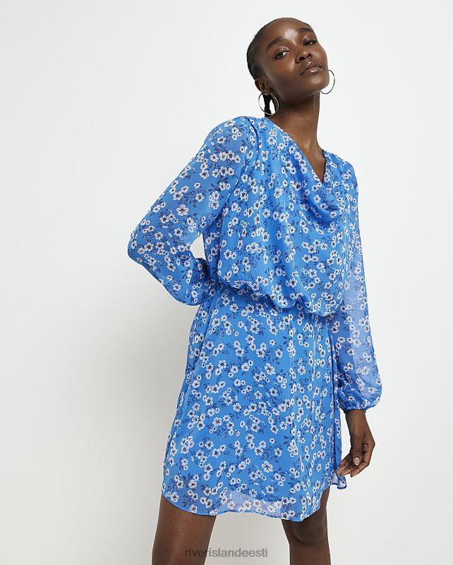kehakate sinine naised River Island lilleline kaelusega minikleit 44TLL2091