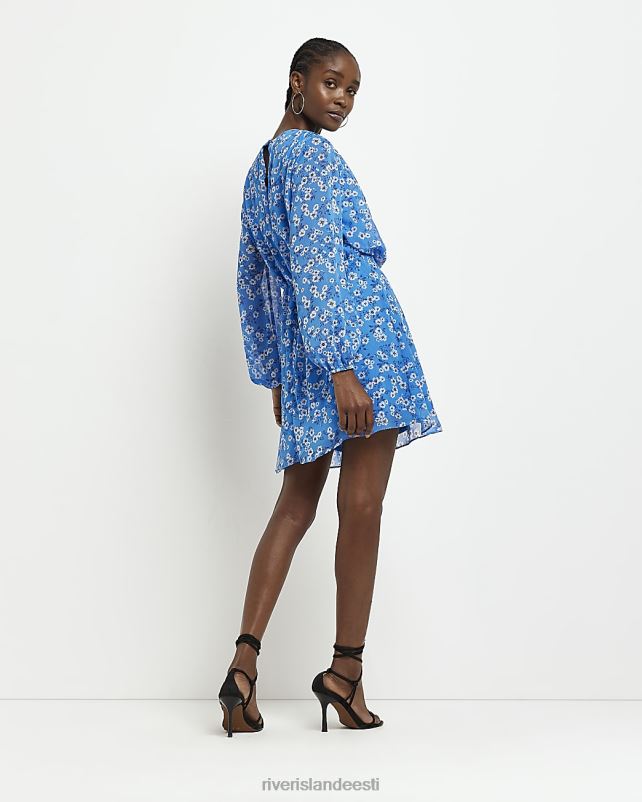 kehakate sinine naised River Island lilleline kaelusega minikleit 44TLL2091
