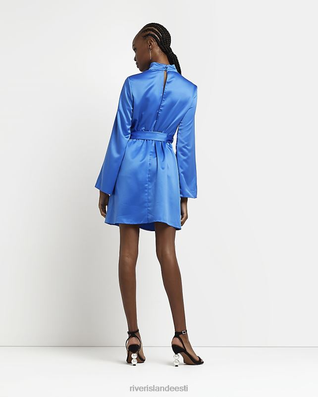 kehakate sinine naised River Island satiinist kõrge kaelusega minikleit 44TLL1364