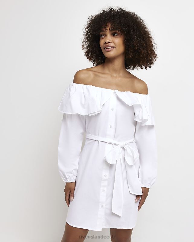 kehakate valge naised River Island bardot frill minisärkkleit 44TLL1316