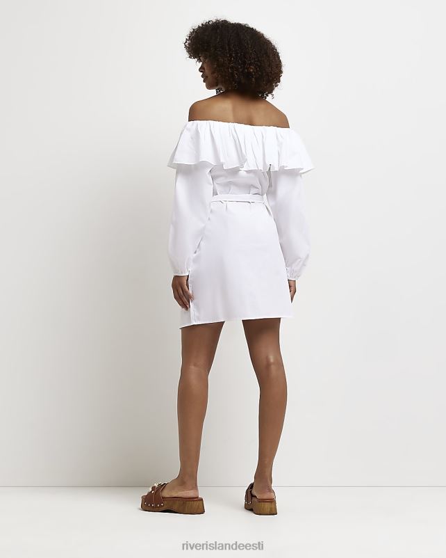 kehakate valge naised River Island bardot frill minisärkkleit 44TLL1316