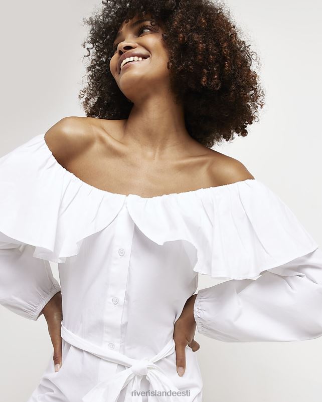 kehakate valge naised River Island bardot frill minisärkkleit 44TLL1316