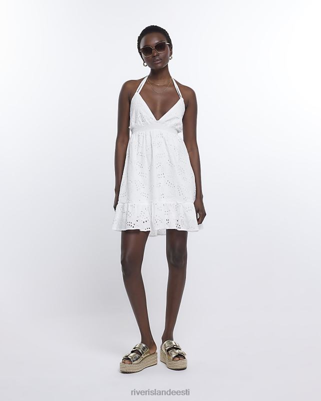 kehakate valge naised River Island broderie halterneck minikleit 44TLL1750