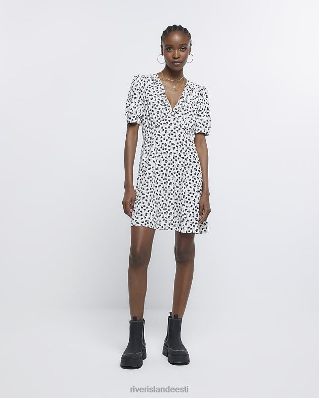 kehakate valge naised River Island lilleline volangiga minikleit 44TLL1724