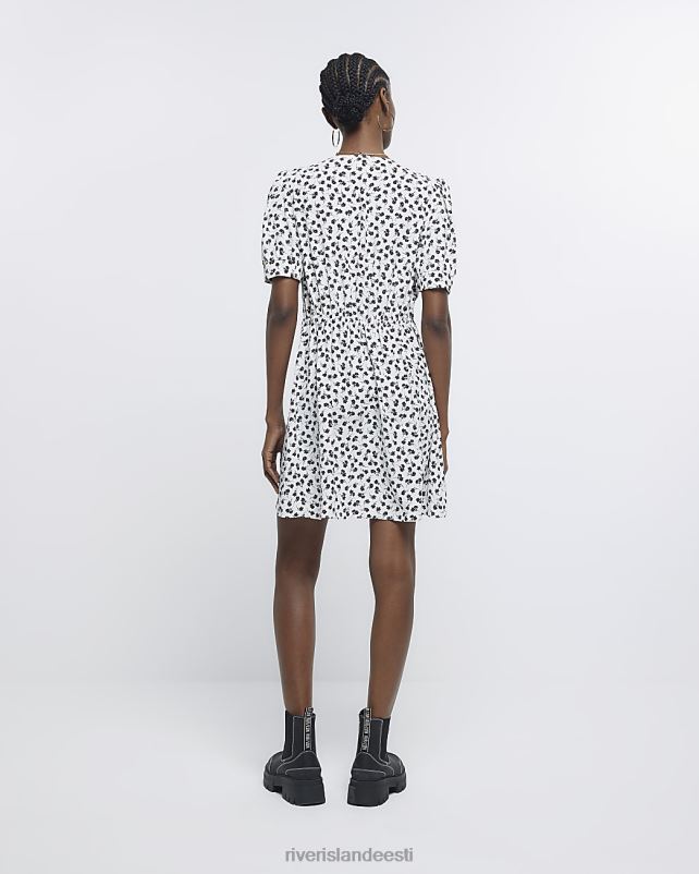 kehakate valge naised River Island lilleline volangiga minikleit 44TLL1724