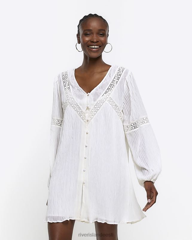 kehakate valge naised River Island pitsdetailidega smock minikleit 44TLL998