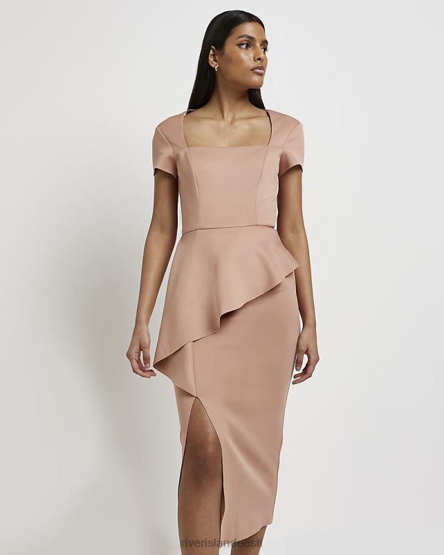 kehakate beež naised River Island peplum bodycon midi dess 44TLL4994