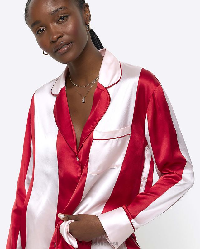 kehakate punane naised River Island satiintriibuline pidžaamasärk 44TLL3988