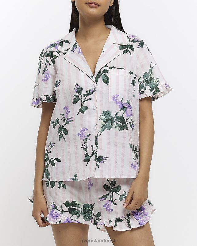 kehakate roosa naised River Island prinditud pidžaama topp 44TLL4597
