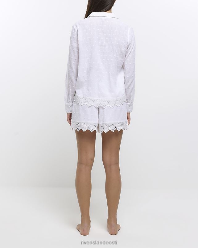 kehakate valge naised River Island broderie trimmitud topp ja lühikesed püksid pidžaama komplekt 44TLL4647