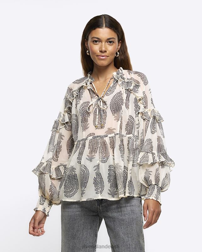 kehakate beež naised River Island abstraktne volangpluus 44TLL3881