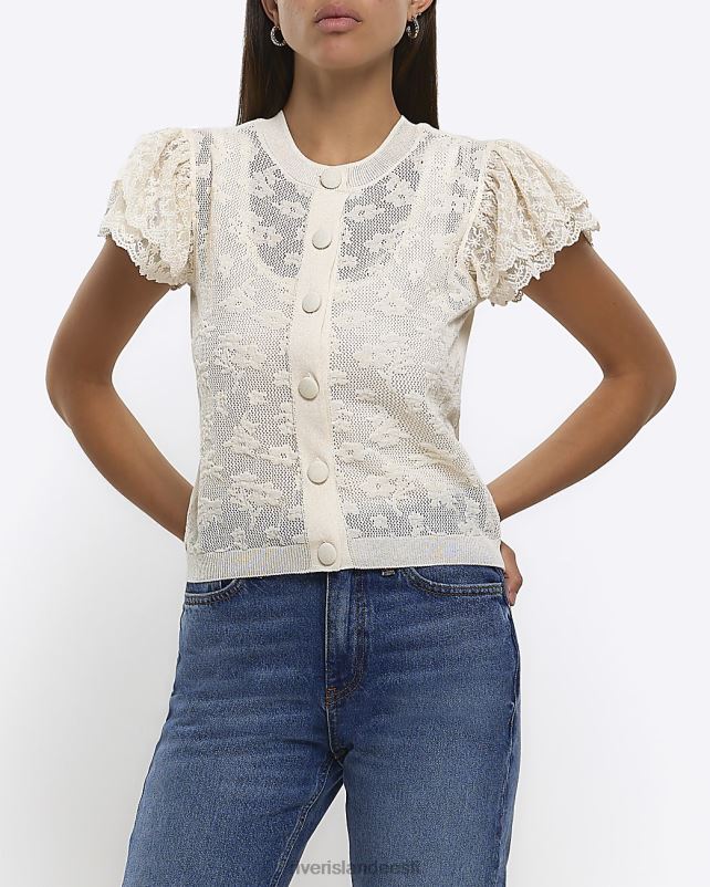 kehakate kreem naised River Island pitsist sassiga varrukatega pluus 44TLL1282