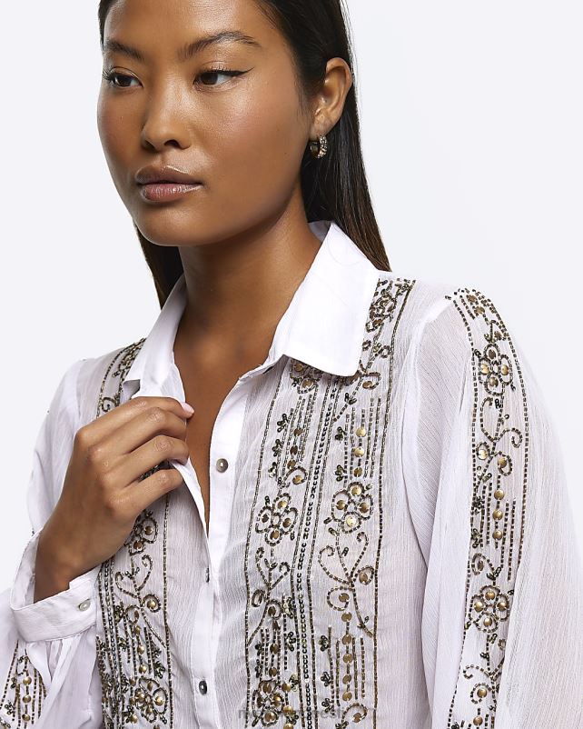 kehakate lilla naised River Island peenike kaunistusega pluus 44TLL5257