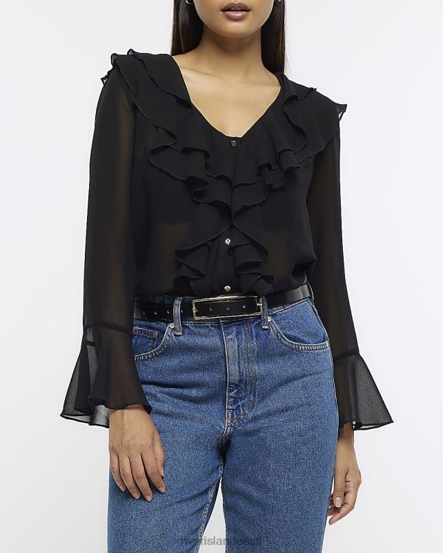 kehakate must naised River Island šifoonist volangpluus 44TLL5261