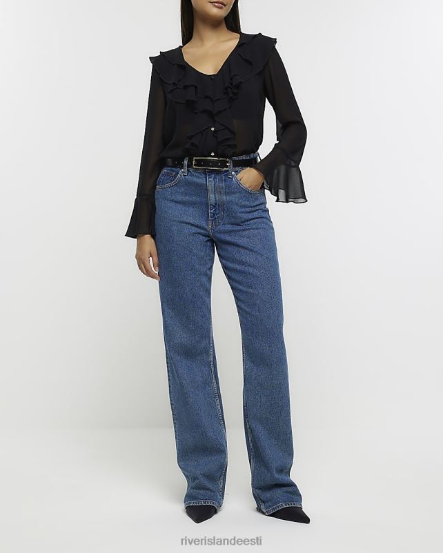 kehakate must naised River Island šifoonist volangpluus 44TLL5261