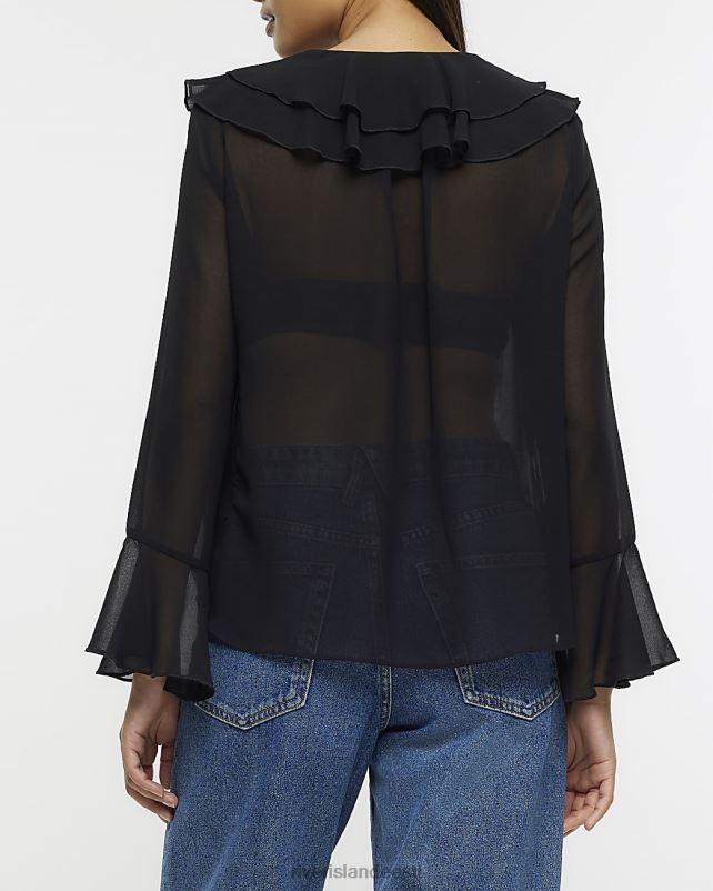 kehakate must naised River Island šifoonist volangpluus 44TLL5261