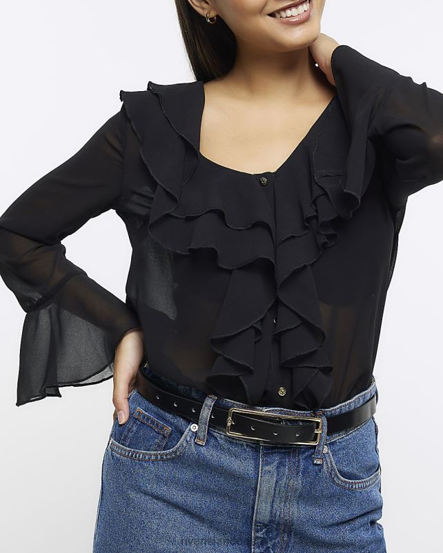 kehakate must naised River Island šifoonist volangpluus 44TLL5261