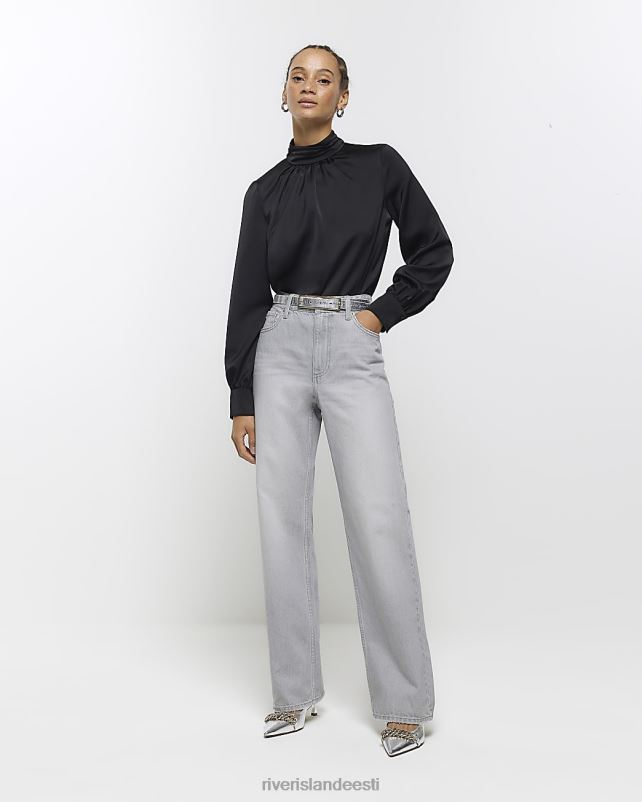 kehakate must naised River Island kaelusega pluus 44TLL3892