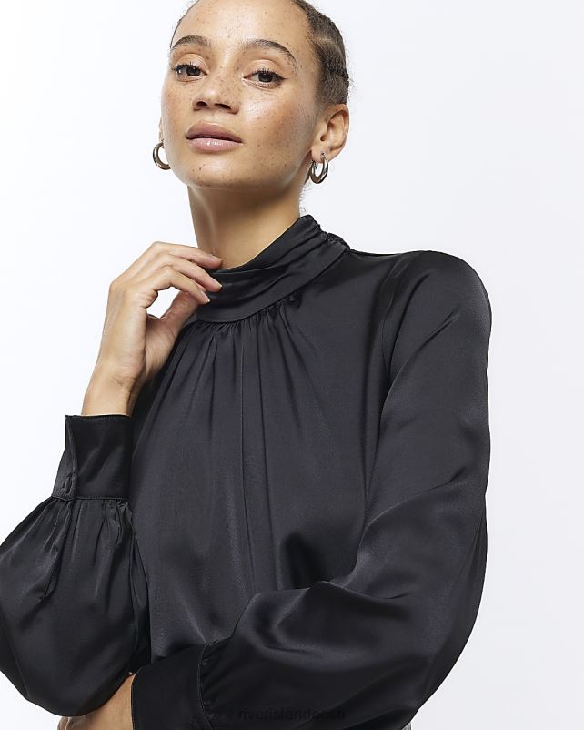 kehakate must naised River Island kaelusega pluus 44TLL3892