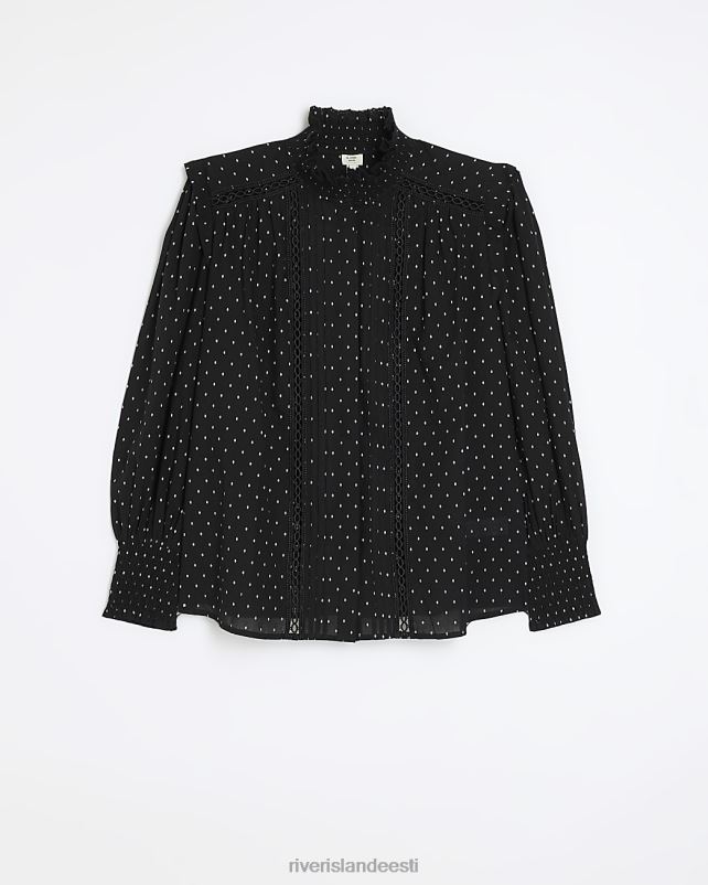 kehakate must naised River Island kohapeal viktoriaanlik pluus 44TLL3782