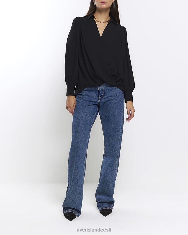 kehakate must naised River Island pikkade varrukatega ümbrispluus 44TLL271