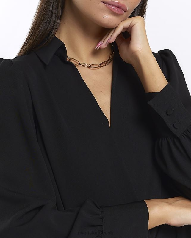 kehakate must naised River Island pikkade varrukatega ümbrispluus 44TLL271