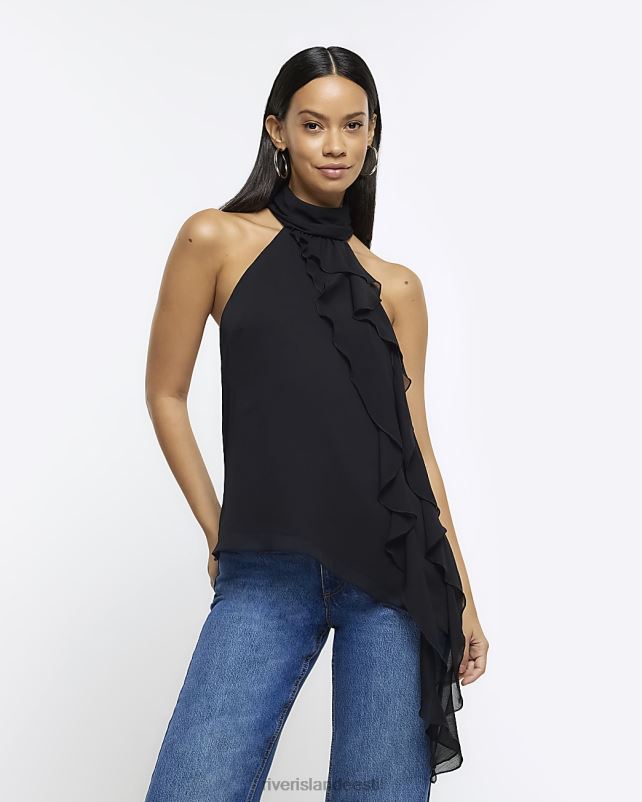 kehakate must naised River Island sasiga varrukateta pluus 44TLL413