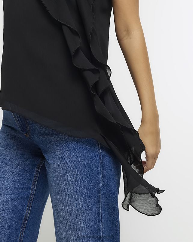 kehakate must naised River Island sasiga varrukateta pluus 44TLL413