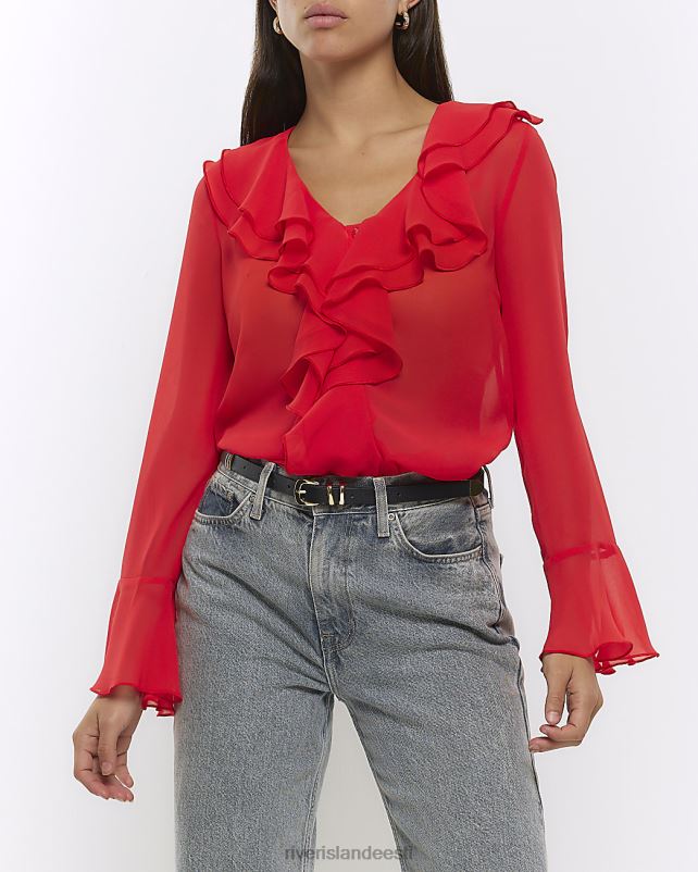 kehakate punane naised River Island šifoonist volangpluus 44TLL1037