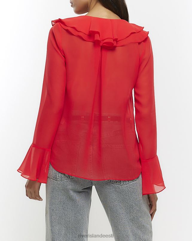 kehakate punane naised River Island šifoonist volangpluus 44TLL1037